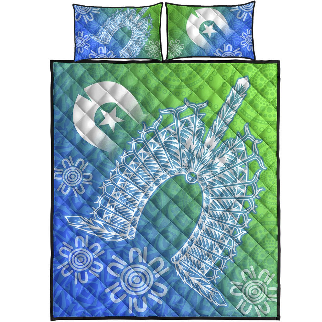 Torres Strait Islanders Quilt Bed Set - Dhari Mask Ocean Style - Vibe Hoodie Shop