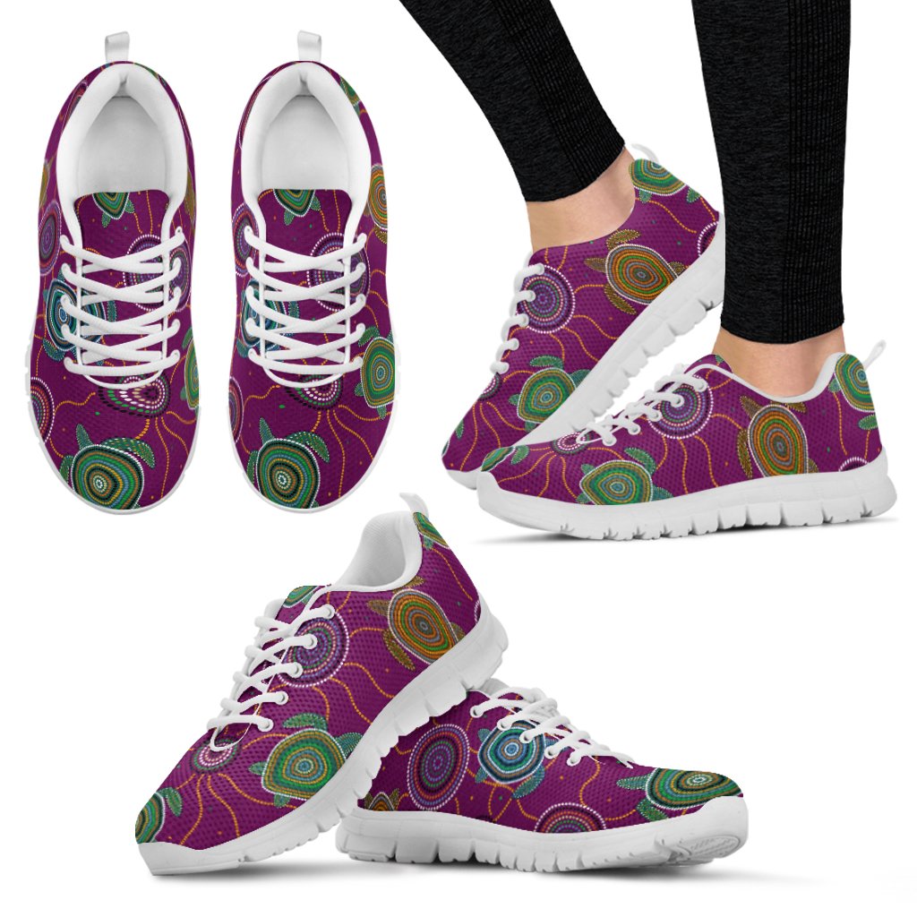 Sneakers - Aboriginal Turtle Purple Australia Dot Patterns - Vibe Hoodie Shop