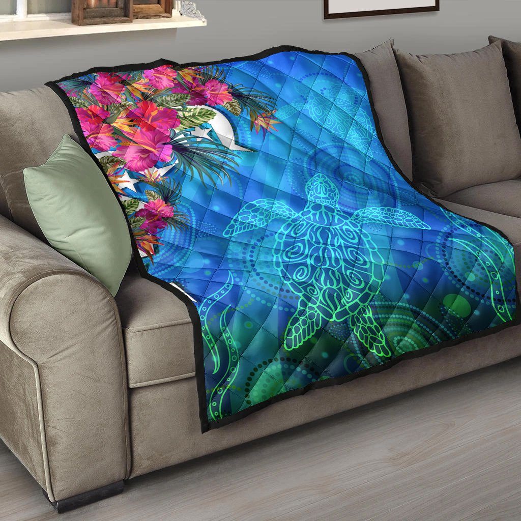 Premium Quilts - Torres Strait Blue Sea With Hibiscus - Vibe Hoodie Shop