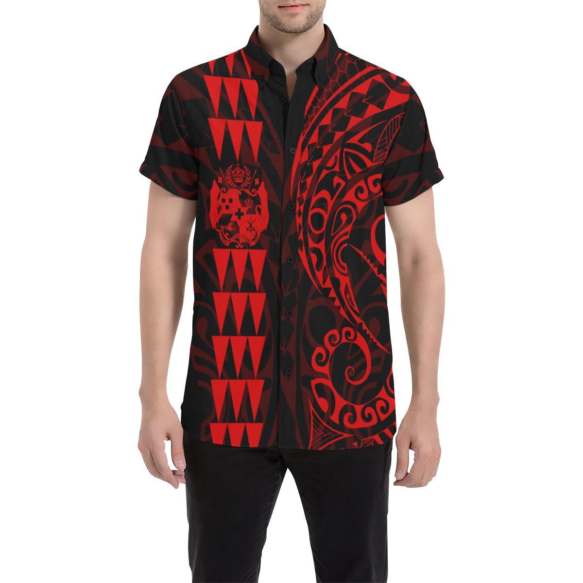 Tonga Polynesian Short Sleeve Shirt Red - Vibe Hoodie Shop