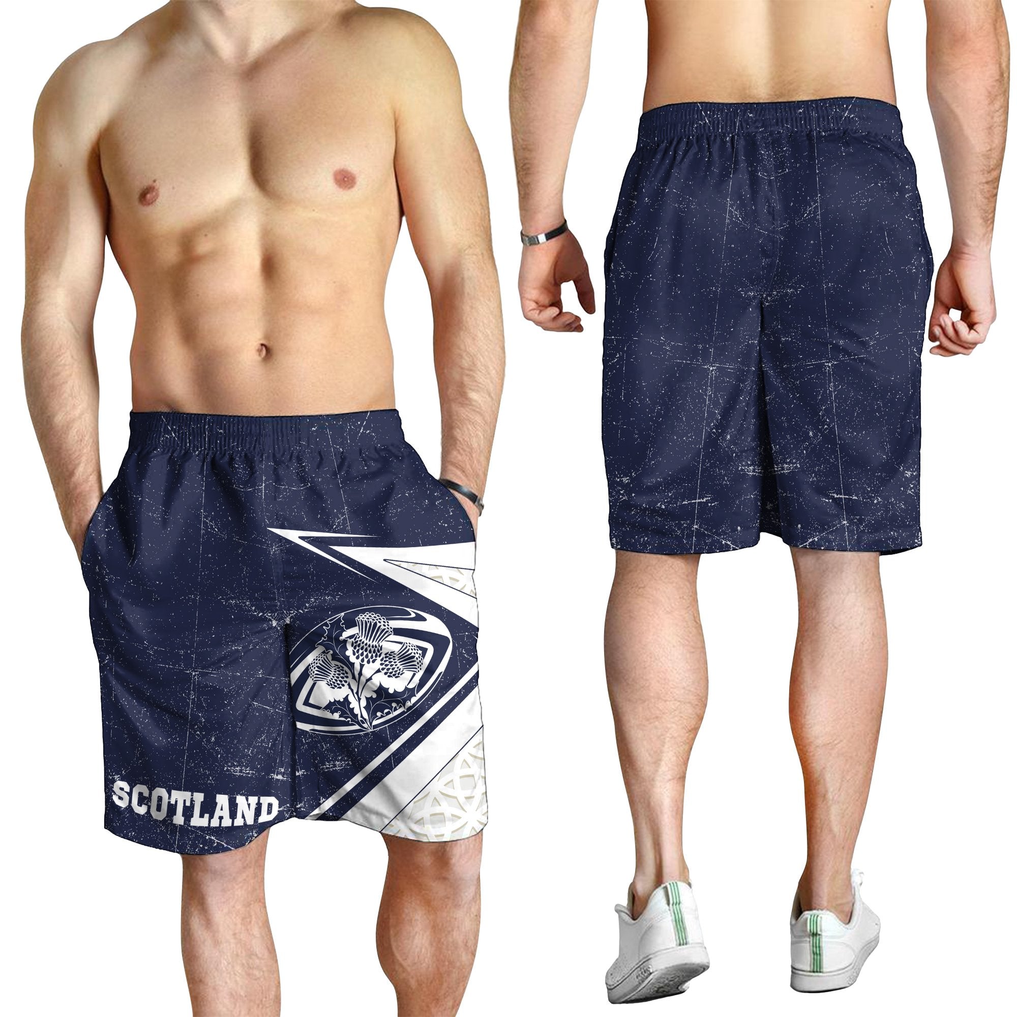 Scotland Rugby Men's Shorts - Celtic Scottish Rugby Ball Thistle Ver - Vibe Hoodie Shop