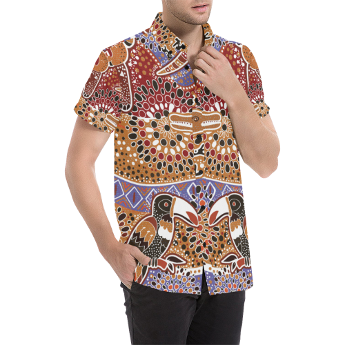 Short Sleeve Shirt - Aboriginal Dot Painting Shirt Ver02 - Vibe Hoodie Shop