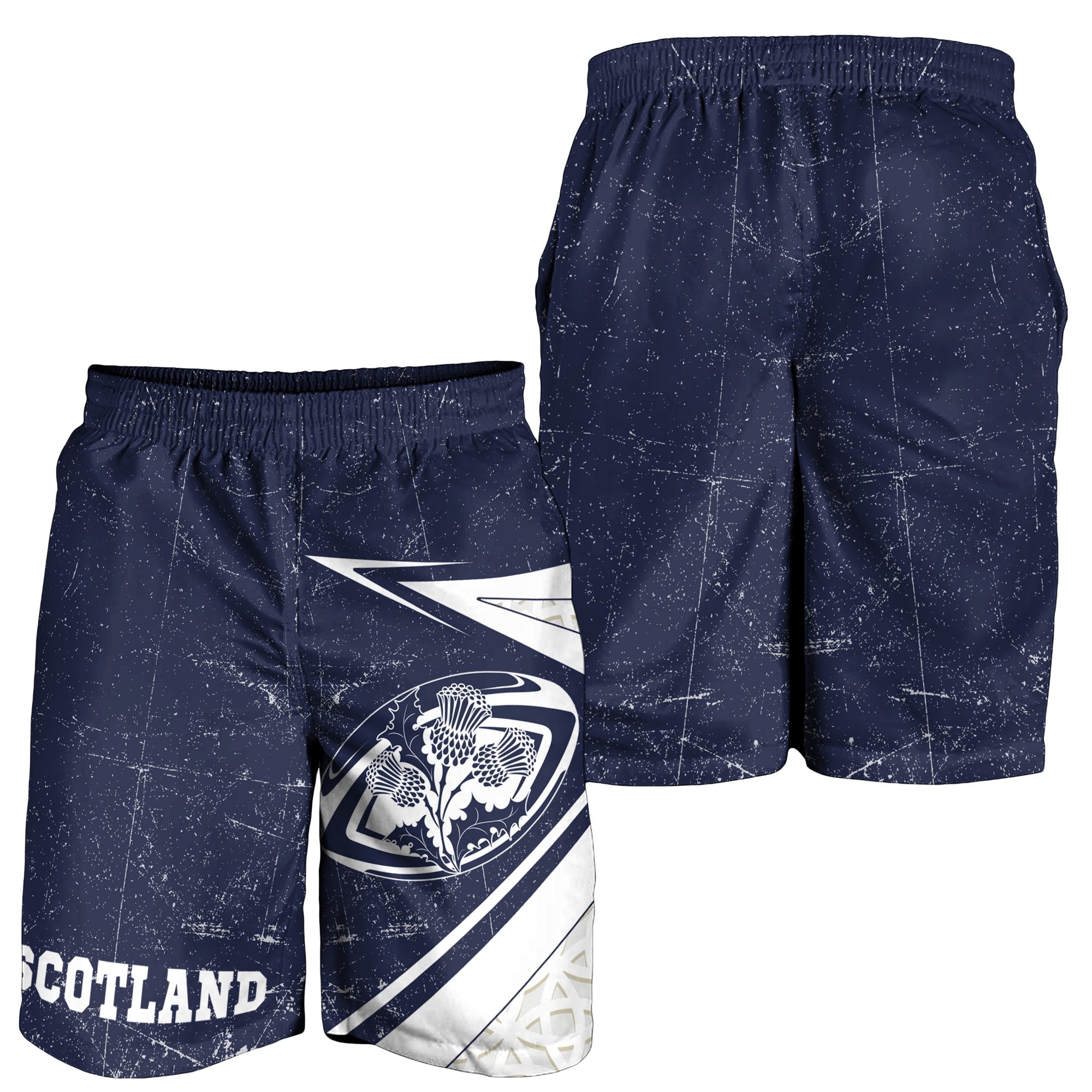 Scotland Rugby Men's Shorts - Celtic Scottish Rugby Ball Thistle Ver - Vibe Hoodie Shop