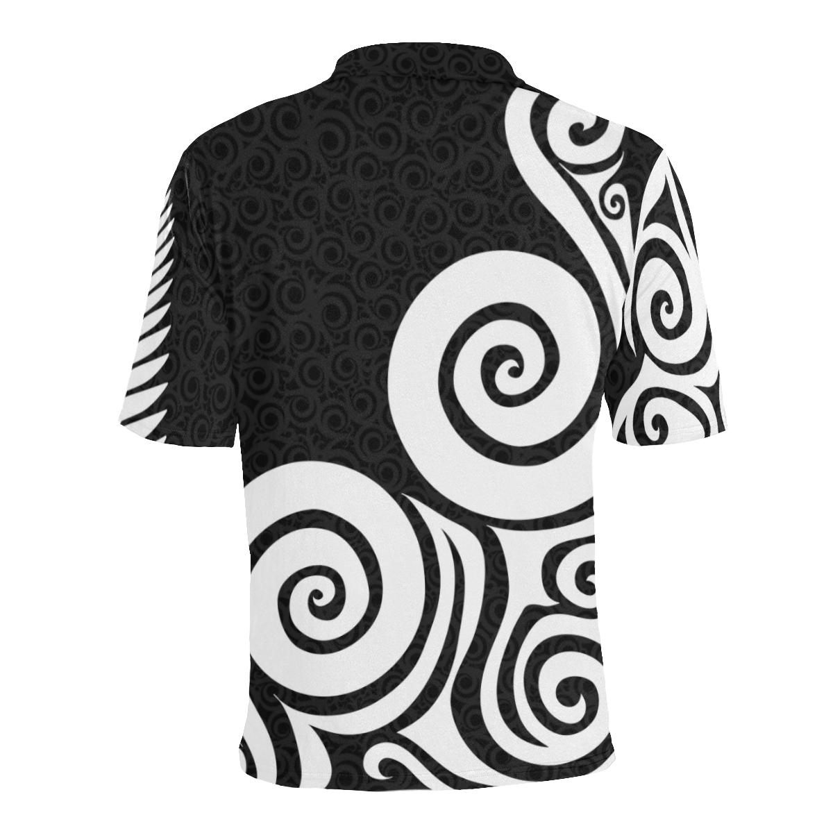 Aotearoa Polo T shirt Koru Kiwi Bird - Silver Fern - Vibe Hoodie Shop