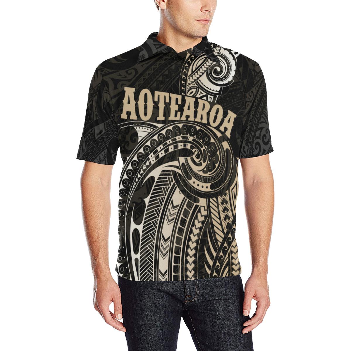 Maori Tattoo with Map New Zealand Polo Shirt - Vibe Hoodie Shop