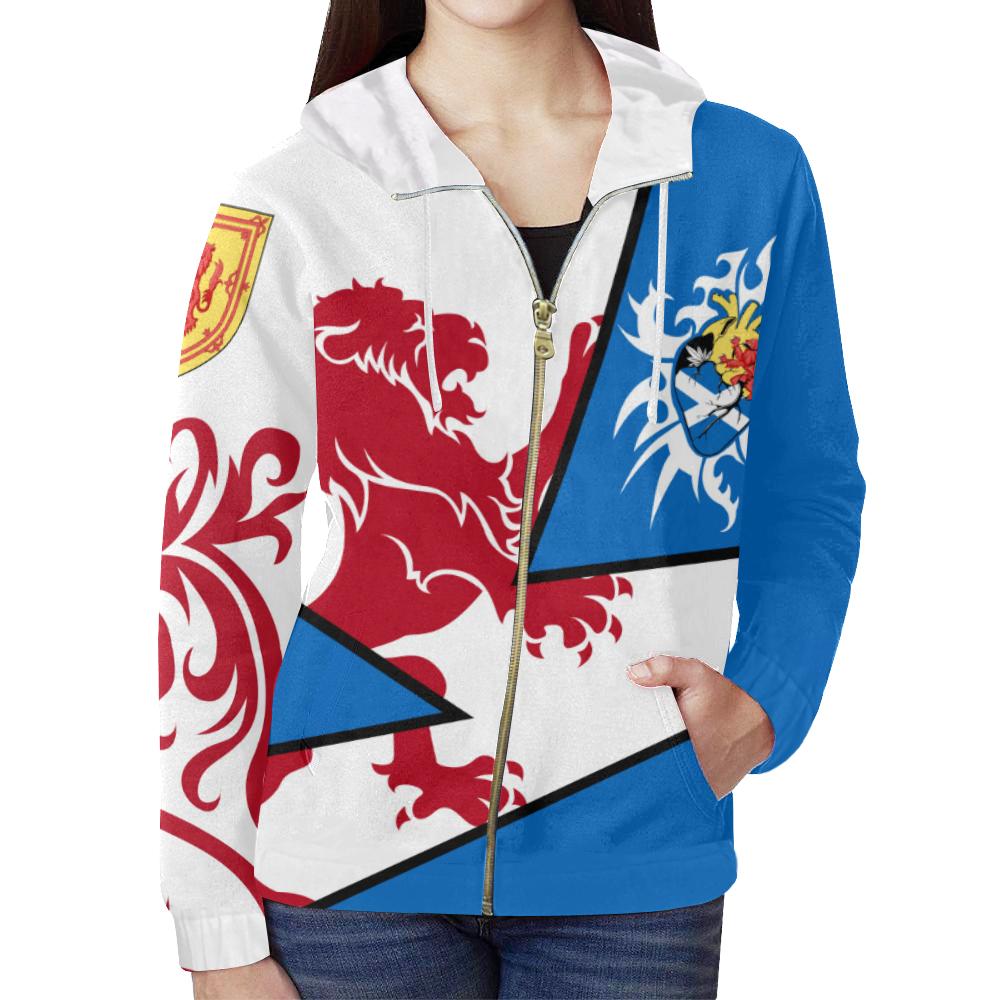 Scotland Zip Up Hoodie - Scottish Royal Lion 1990S White - Vibe Hoodie Shop