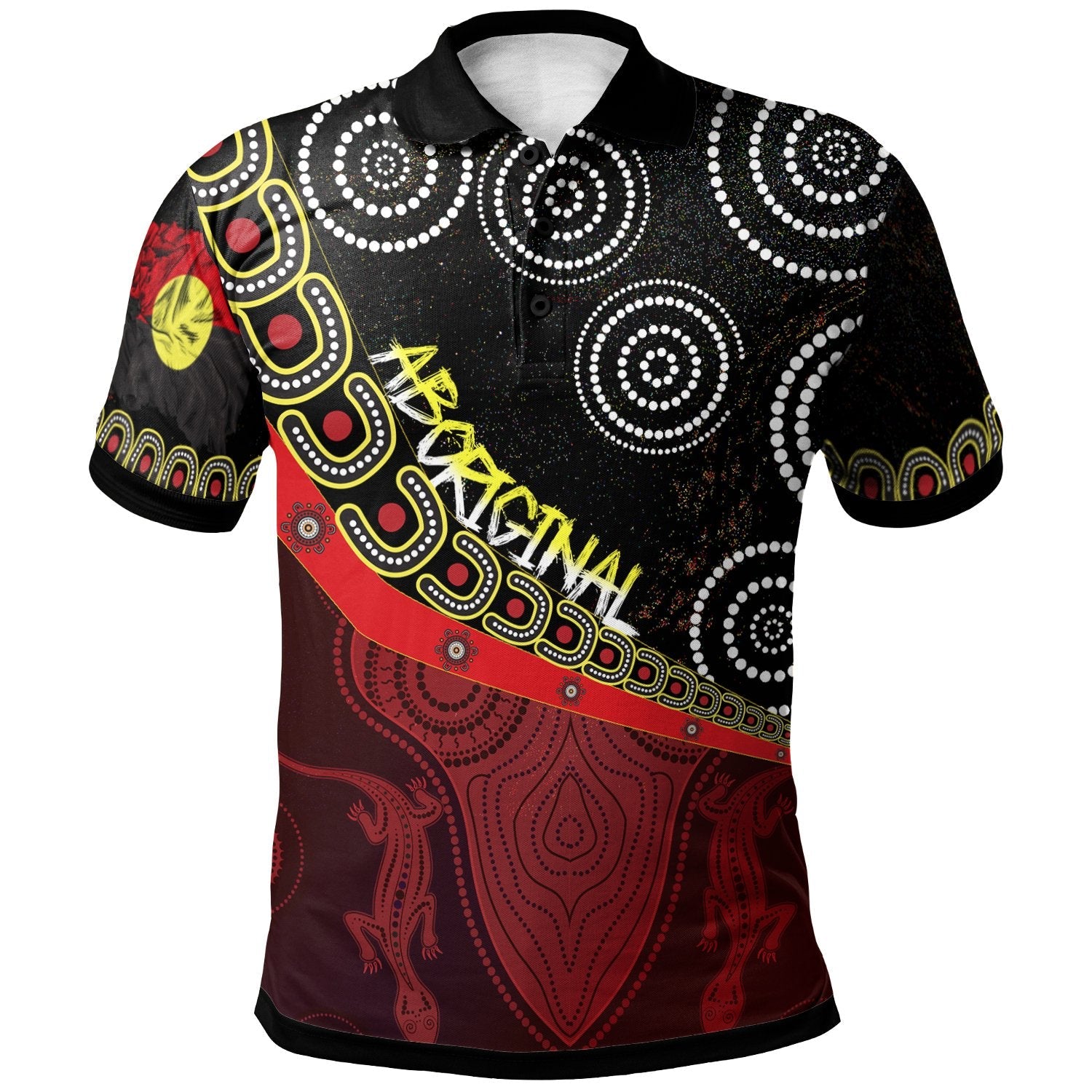 Polo Shirts - Aboriginal Flags and Dot Acrylic Paint Style NAIDOC - Unisex - Vibe Hoodie Shop