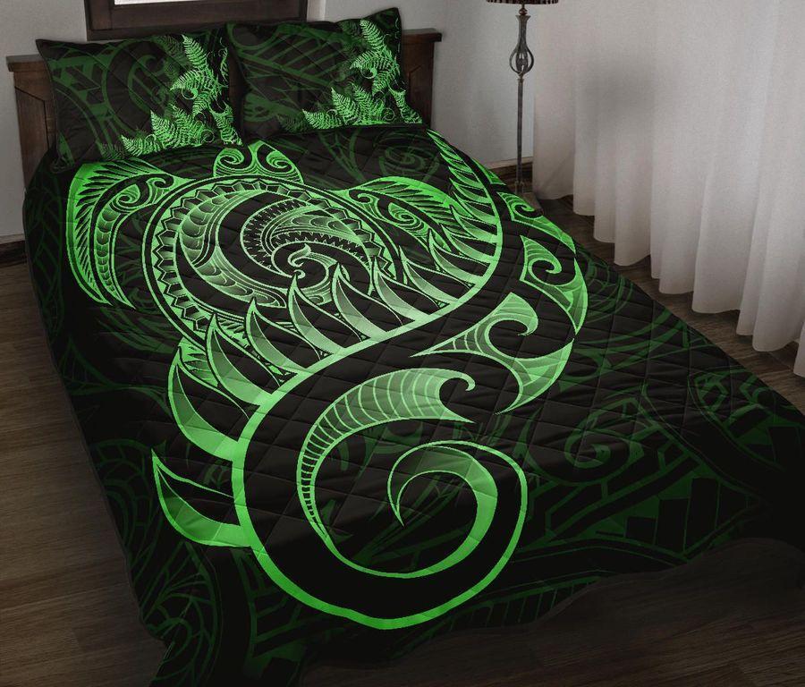 Vibe Hoodie Home Set - Quilt Bed Set New Zealand - Aotearoa Maori Turtle Silver Fern Green - HW01 - RLT20 - Vibe Hoodie Shop