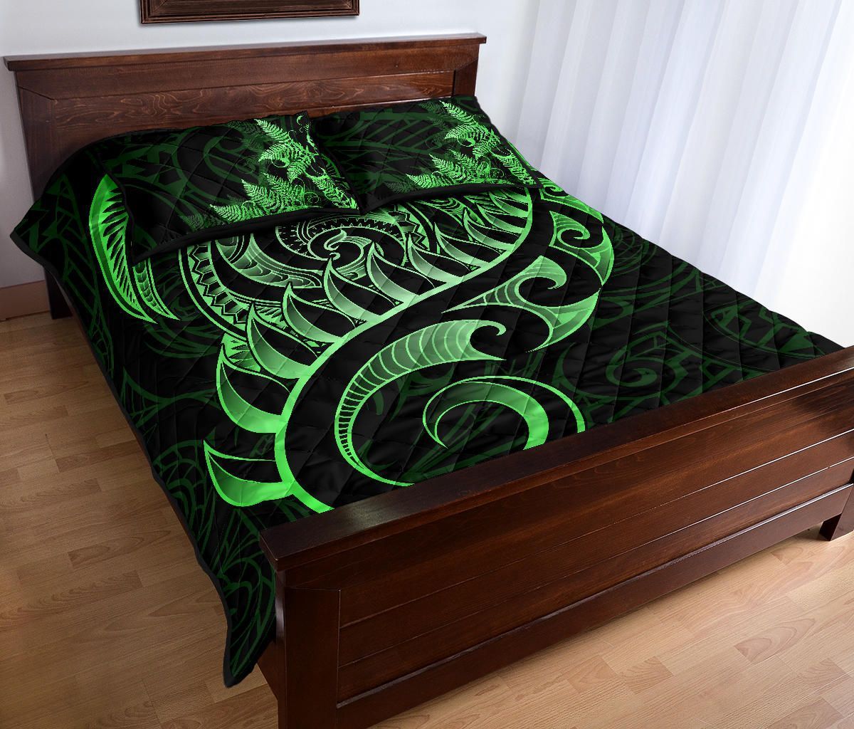 Vibe Hoodie Home Set - Quilt Bed Set New Zealand - Aotearoa Maori Turtle Silver Fern Green - HW01 - RLT20 - Vibe Hoodie Shop