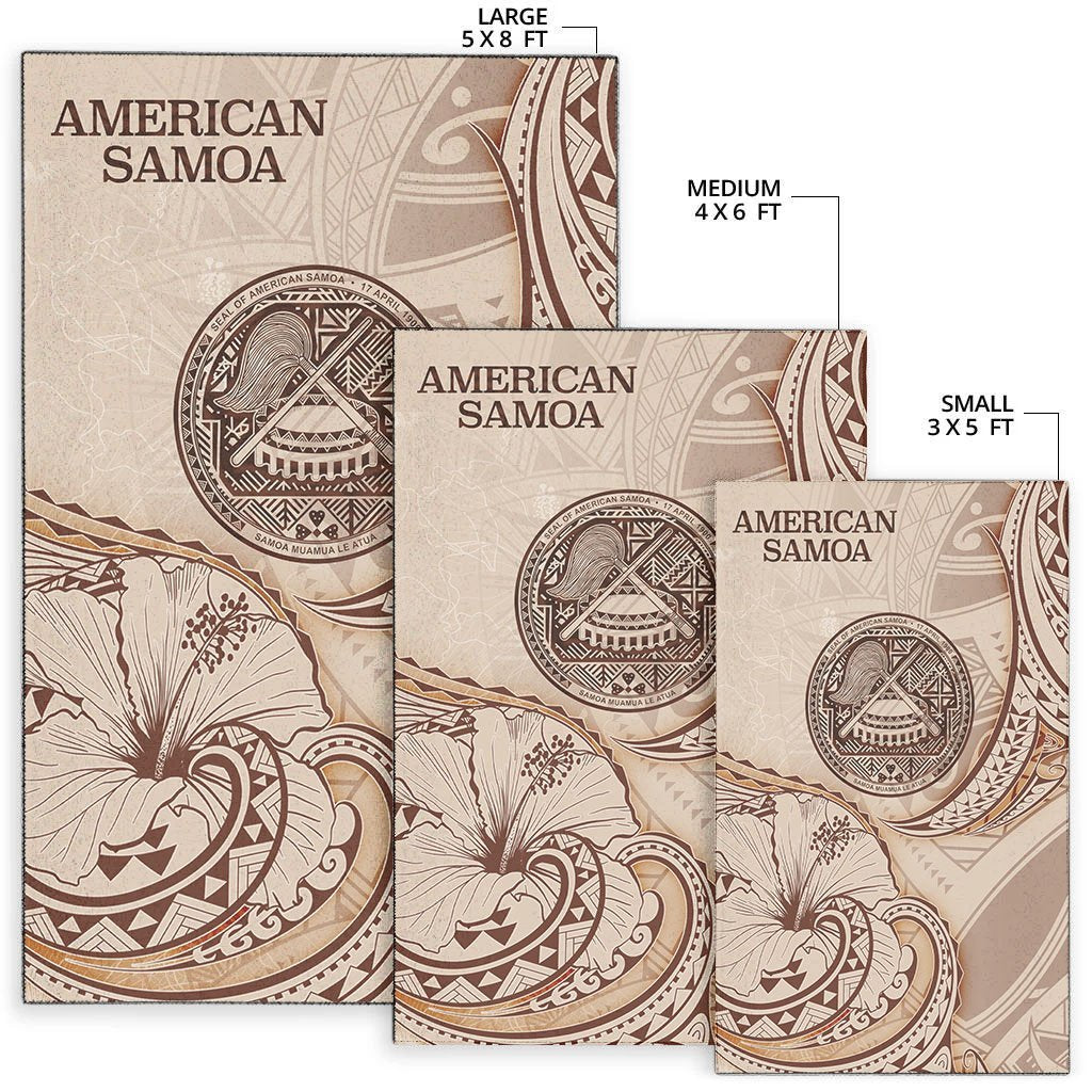 American Samoa Area Rug - Hibiscus Flowers Vintage Style - Vibe Hoodie Shop