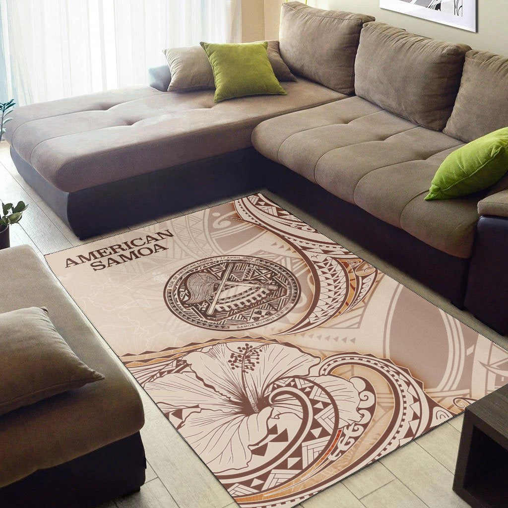 American Samoa Area Rug - Hibiscus Flowers Vintage Style - Vibe Hoodie Shop