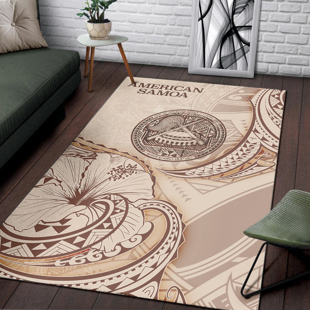 American Samoa Area Rug - Hibiscus Flowers Vintage Style - Vibe Hoodie Shop