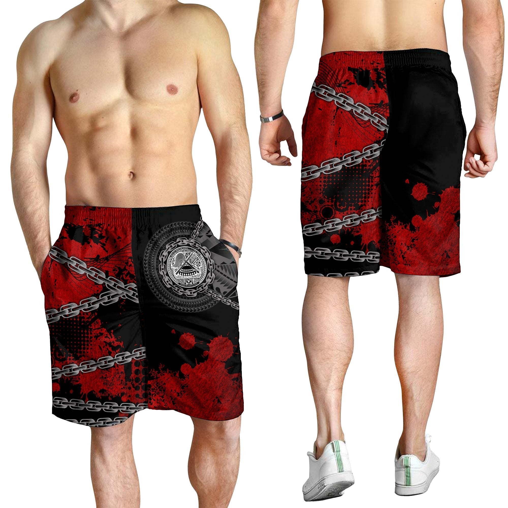 American Samoa Polynesian Mens Short Polynesian Chain Style - Vibe Hoodie Shop