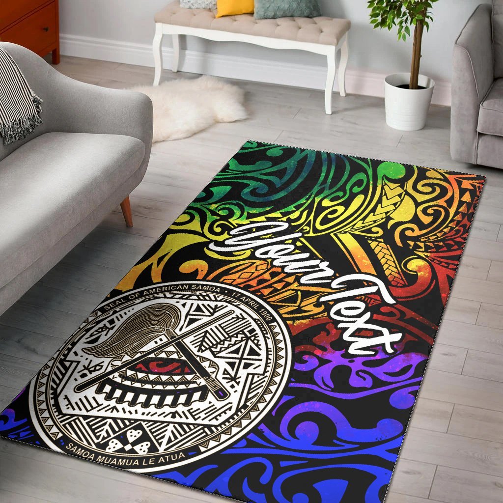 American Samoa Custom Personalised Area Rug - Rainbow Polynesian Pattern - Vibe Hoodie Shop