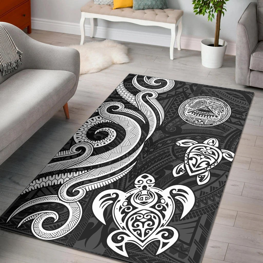 American Samoa Area Rug - White Tentacle Turtle - Vibe Hoodie Shop