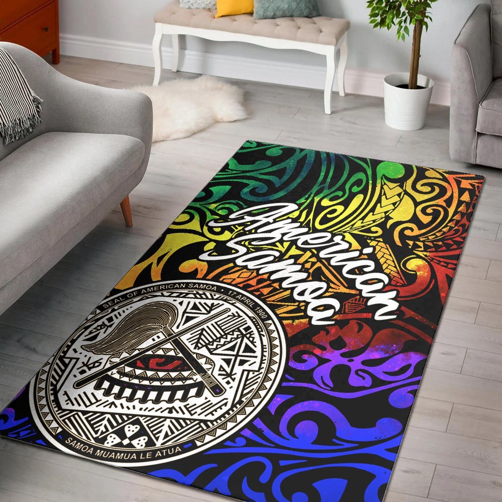 American Samoa Area Rug - Rainbow Polynesian Pattern - Vibe Hoodie Shop