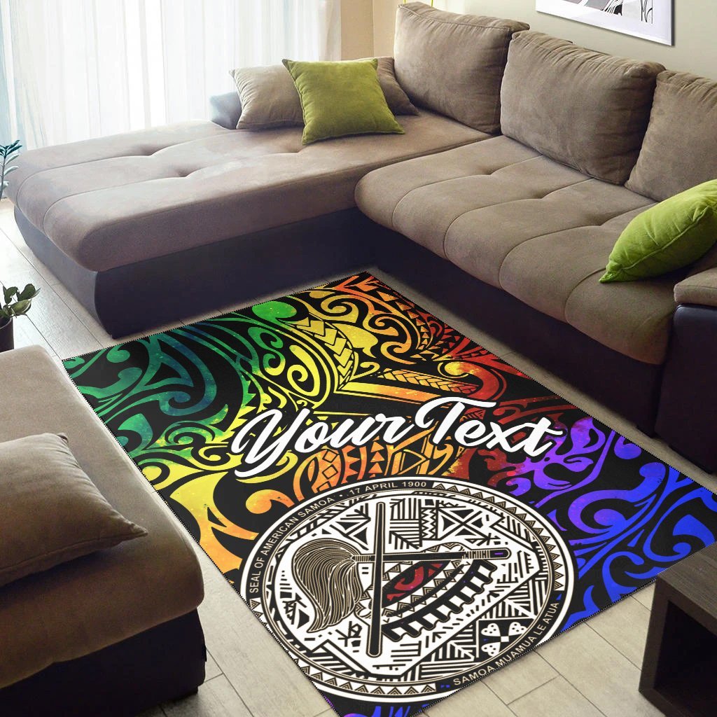 American Samoa Custom Personalised Area Rug - Rainbow Polynesian Pattern - Vibe Hoodie Shop