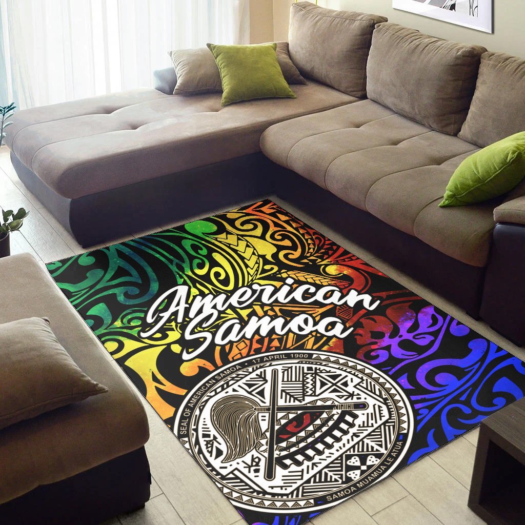 American Samoa Area Rug - Rainbow Polynesian Pattern - Vibe Hoodie Shop