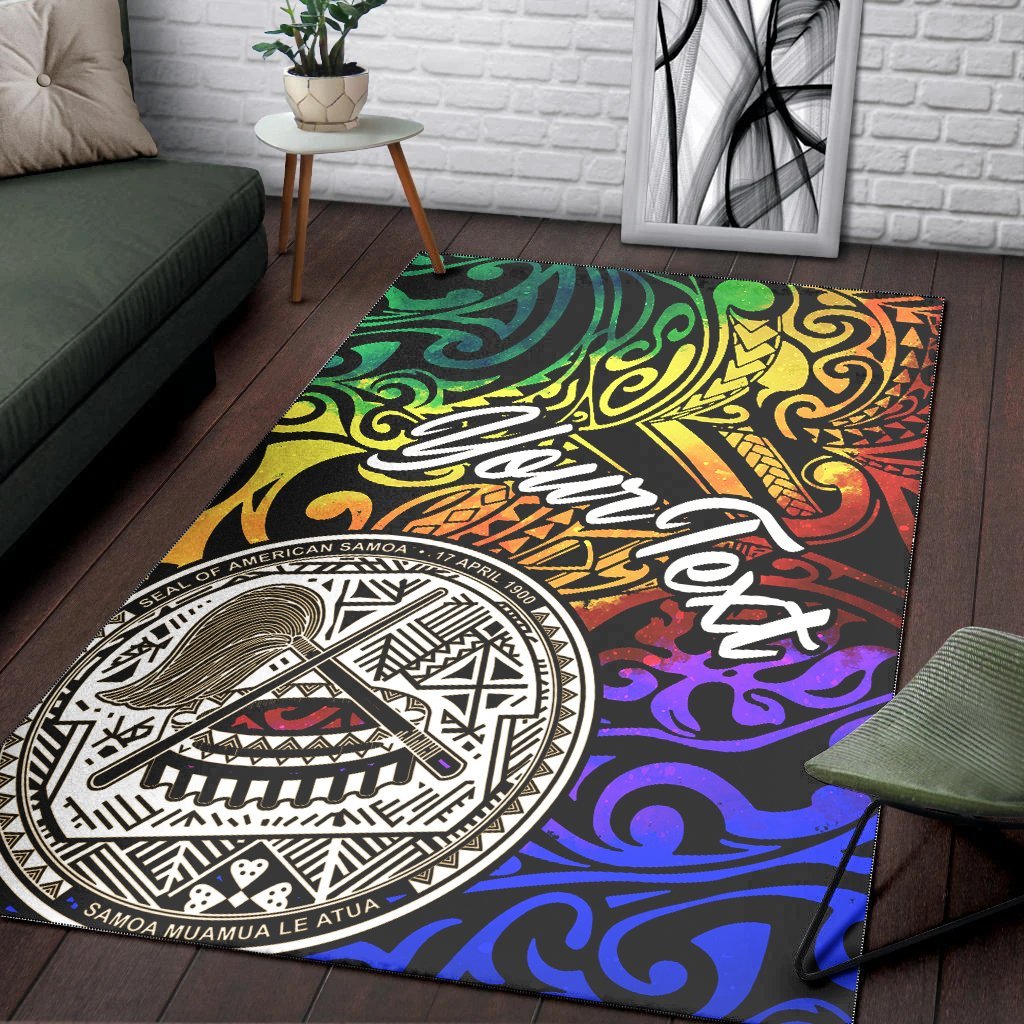 American Samoa Custom Personalised Area Rug - Rainbow Polynesian Pattern - Vibe Hoodie Shop