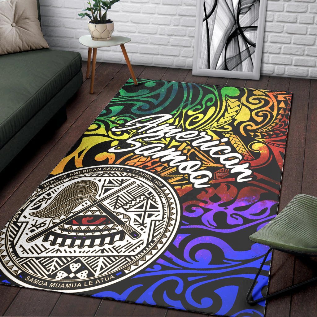 American Samoa Area Rug - Rainbow Polynesian Pattern - Vibe Hoodie Shop