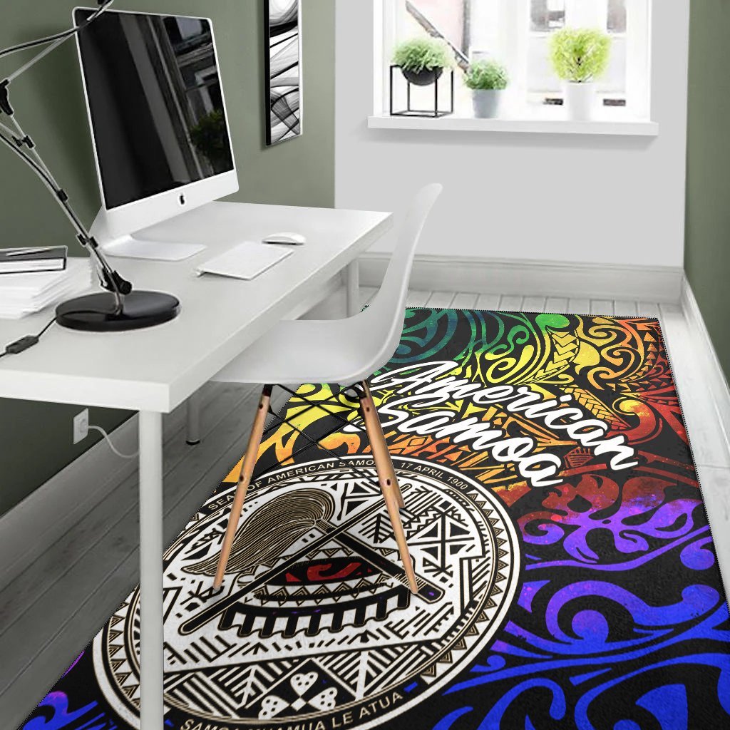 American Samoa Area Rug - Rainbow Polynesian Pattern - Vibe Hoodie Shop