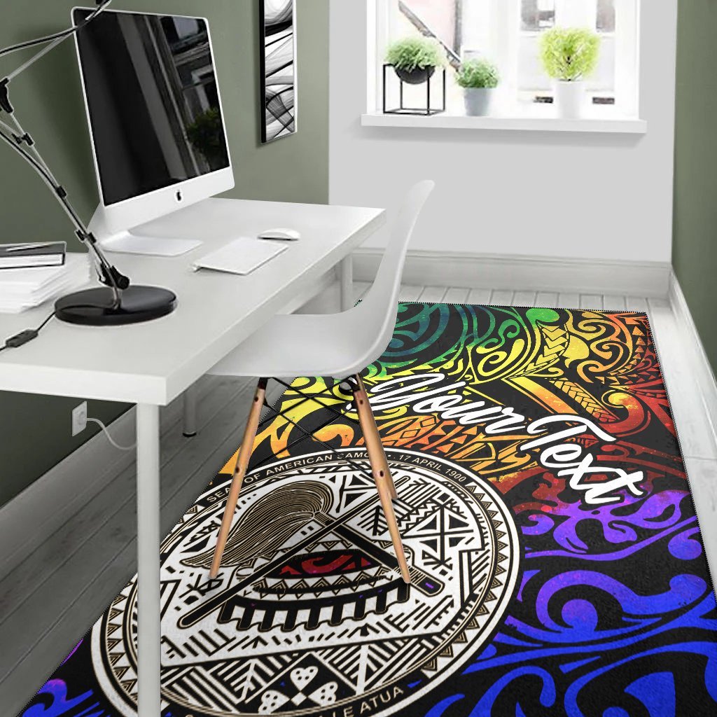 American Samoa Custom Personalised Area Rug - Rainbow Polynesian Pattern - Vibe Hoodie Shop