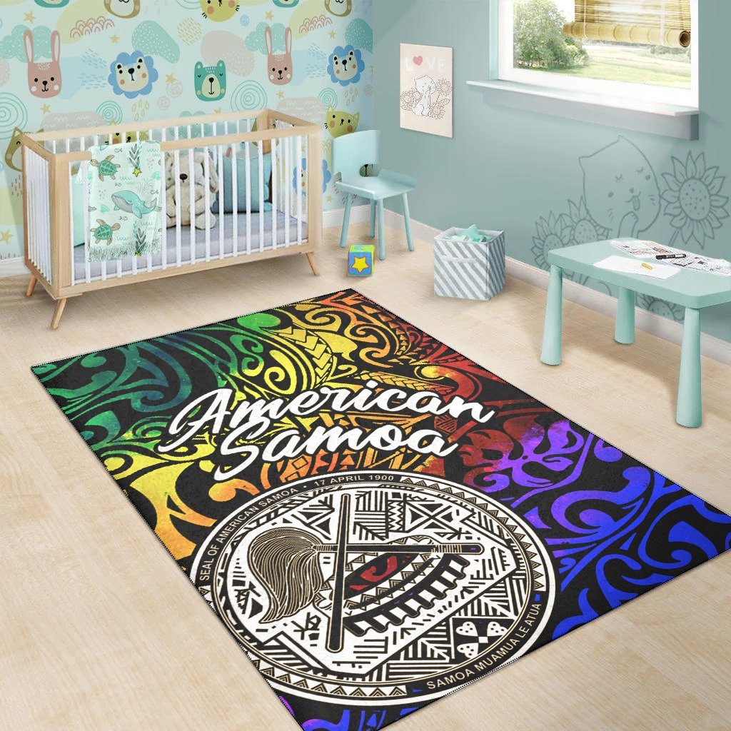 American Samoa Area Rug - Rainbow Polynesian Pattern - Vibe Hoodie Shop