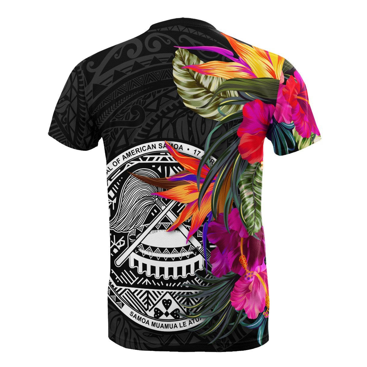 Vibe Hoodie American Samoa T shirt - Hibiscus Polynesian Pattern - Vibe Hoodie Shop