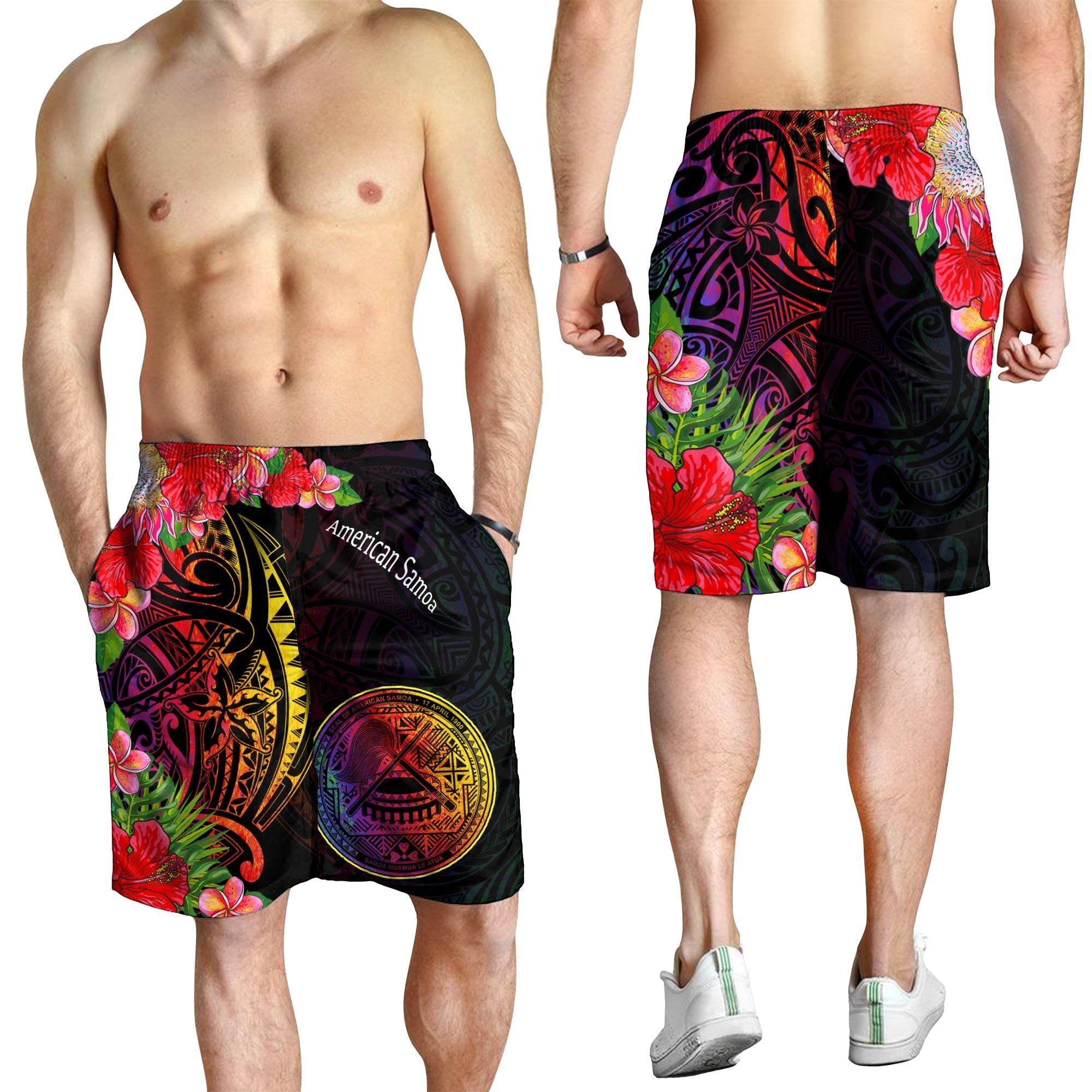 American Samoa Men's Shorts - Tropical Hippie Style - Vibe Hoodie Shop