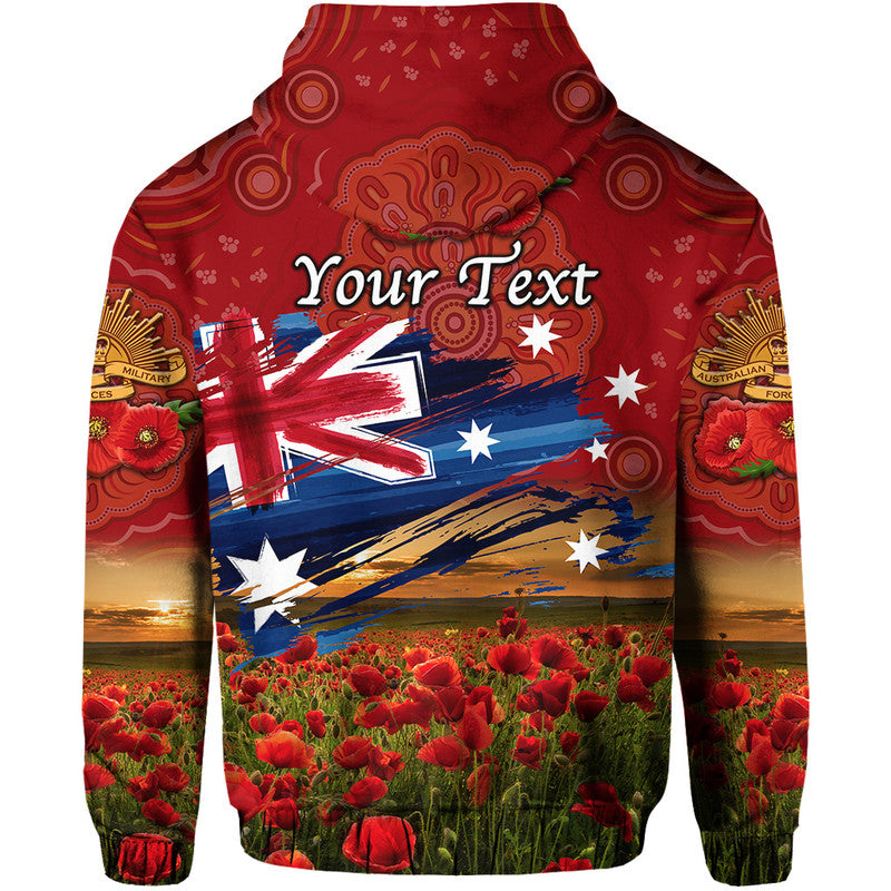 (Custom Personalised) Australia Aboriginal ANZAC Zip Up And Pullover Hoodie Poppy Vibes - Red LT8 - Vibe Hoodie Shop