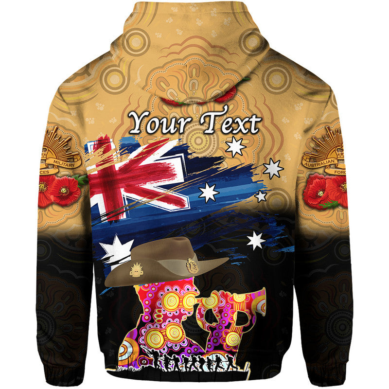 (Custom Personalised) Australia Aboriginal ANZAC Zip Up And Pullover Hoodie Remembrance Vibes - Gold LT8 - Vibe Hoodie Shop