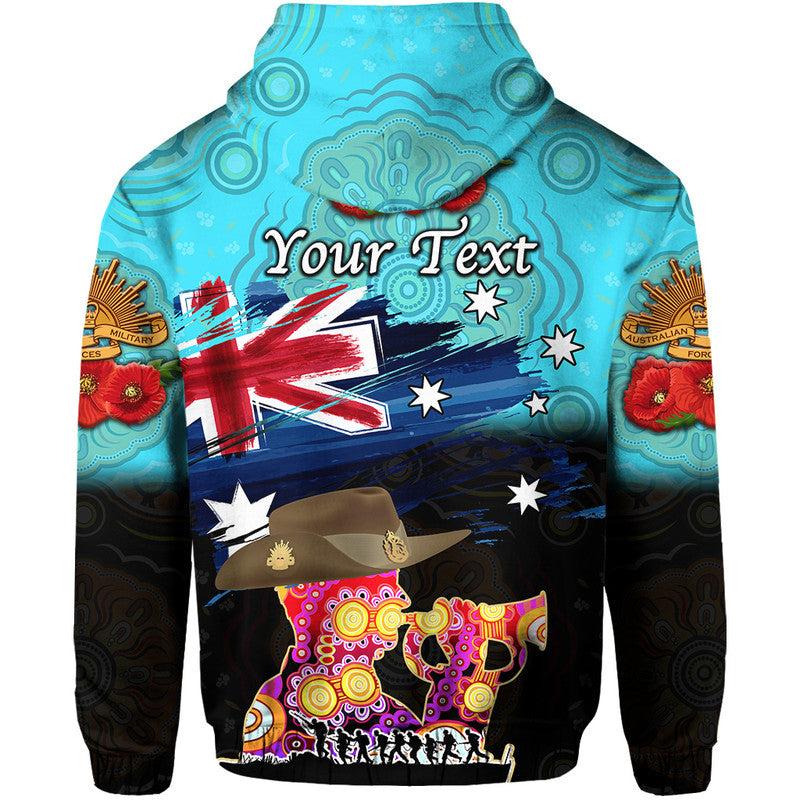 (Custom Personalised) Australia Aboriginal ANZAC Zip Up And Pullover Hoodie Remembrance Vibes - Blue LT8 - Vibe Hoodie Shop