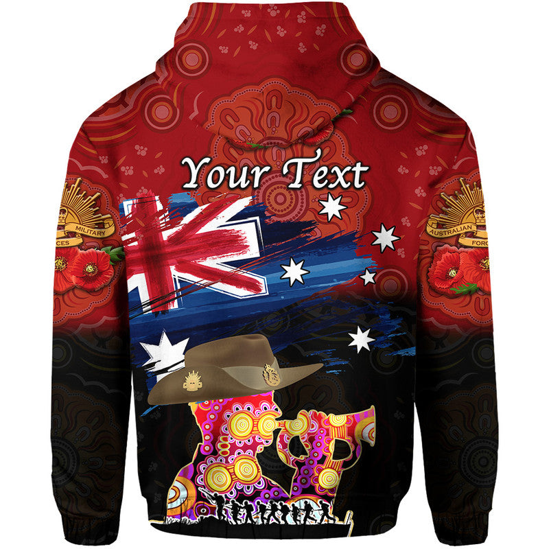 (Custom Personalised) Australia Aboriginal ANZAC Zip Up And Pullover Hoodie Remembrance Vibes - Red LT8 - Vibe Hoodie Shop