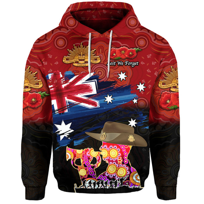 (Custom Personalised) Australia Aboriginal ANZAC Zip Up And Pullover Hoodie Remembrance Vibes - Red LT8 - Vibe Hoodie Shop