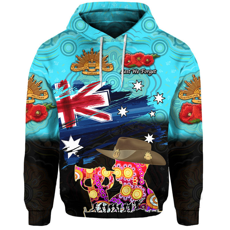 (Custom Personalised) Australia Aboriginal ANZAC Zip Up And Pullover Hoodie Remembrance Vibes - Blue LT8 - Vibe Hoodie Shop