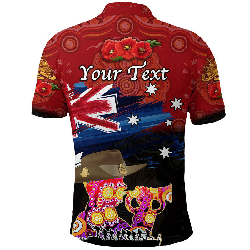 (Custom Personalised) Australia Aboriginal ANZAC Polo Shirt Remembrance Vibes - Red - Vibe Hoodie Shop