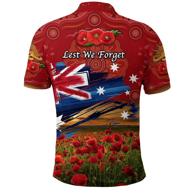 Australia Aboriginal ANZAC Polo Shirt Poppy Vibes - Red - Vibe Hoodie Shop