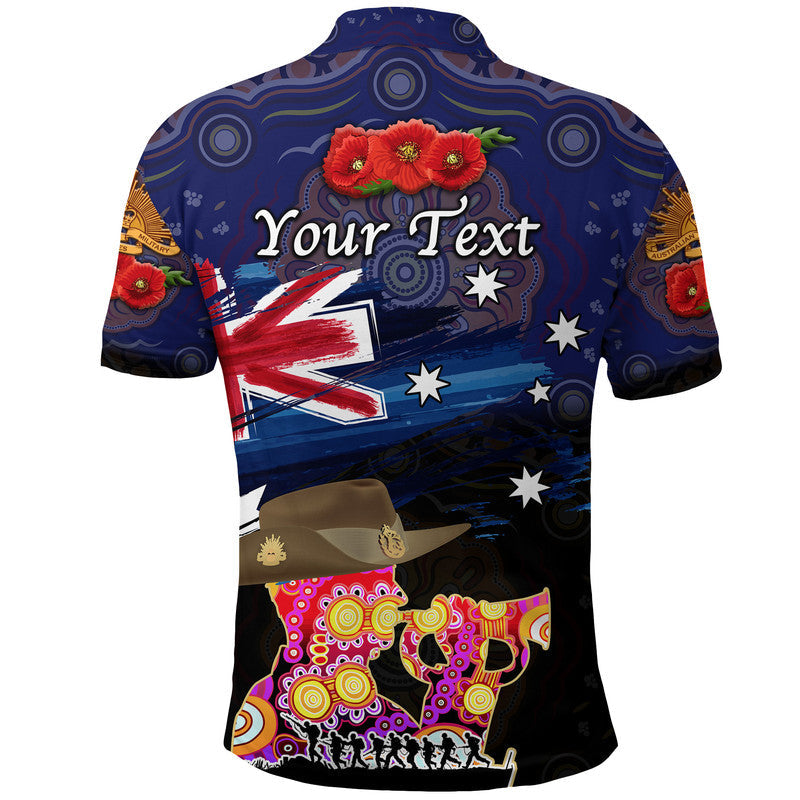 (Custom Personalised) Australia Aboriginal ANZAC Polo Shirt Remembrance Vibes - Navy - Vibe Hoodie Shop