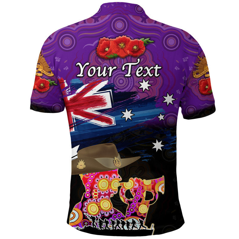 (Custom Personalised) Australia Aboriginal ANZAC Polo Shirt Remembrance Vibes - Purple - Vibe Hoodie Shop