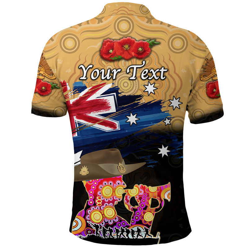 (Custom Personalised) Australia Aboriginal ANZAC Polo Shirt Remembrance Vibes - Gold - Vibe Hoodie Shop