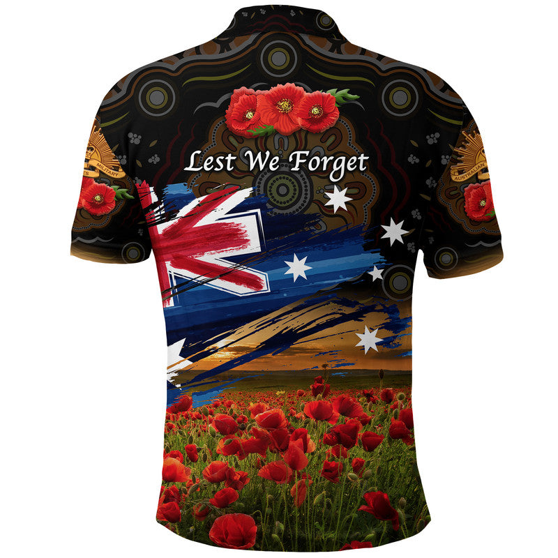 Australia Aboriginal ANZAC Polo Shirt Poppy Vibes - Black - Vibe Hoodie Shop