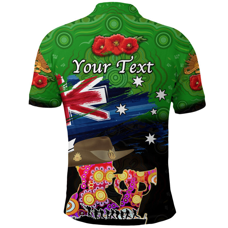 (Custom Personalised) Australia Aboriginal ANZAC Polo Shirt Remembrance Vibes - Green - Vibe Hoodie Shop