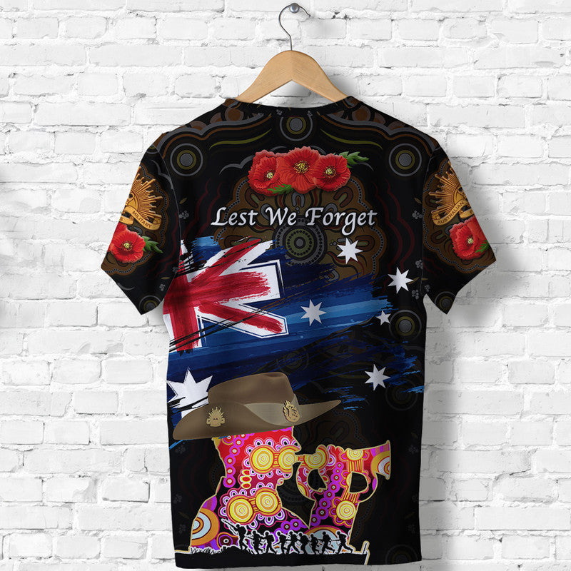 Australia Aboriginal ANZAC T shirt Remembrance Vibes - Black - Vibe Hoodie Shop