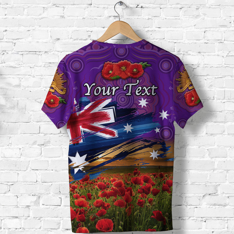 (Custom Personalised) Australia Aboriginal ANZAC T shirt Poppy Vibes - Purple - Vibe Hoodie Shop