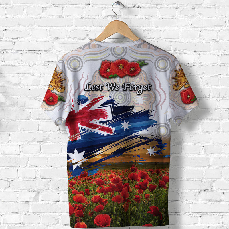 Australia Aboriginal ANZAC T shirt Poppy Vibes - White - Vibe Hoodie Shop