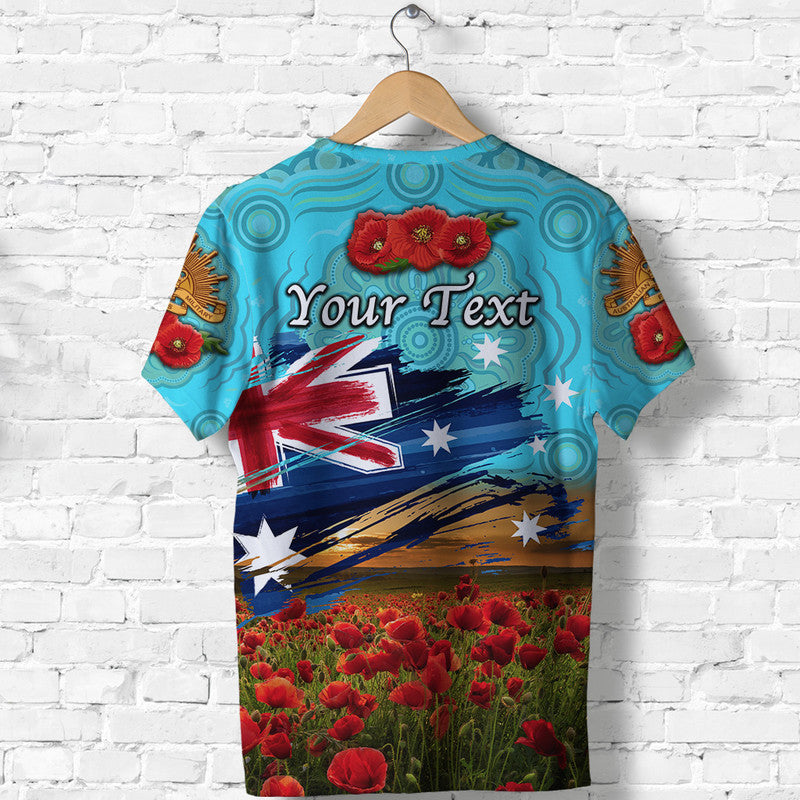 (Custom Personalised) Australia Aboriginal ANZAC T shirt Poppy Vibes - Blue - Vibe Hoodie Shop