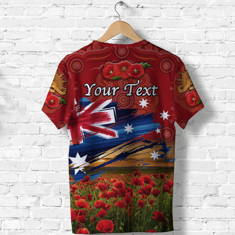 (Custom Personalised) Australia Aboriginal ANZAC T shirt Poppy Vibes - Red - Vibe Hoodie Shop