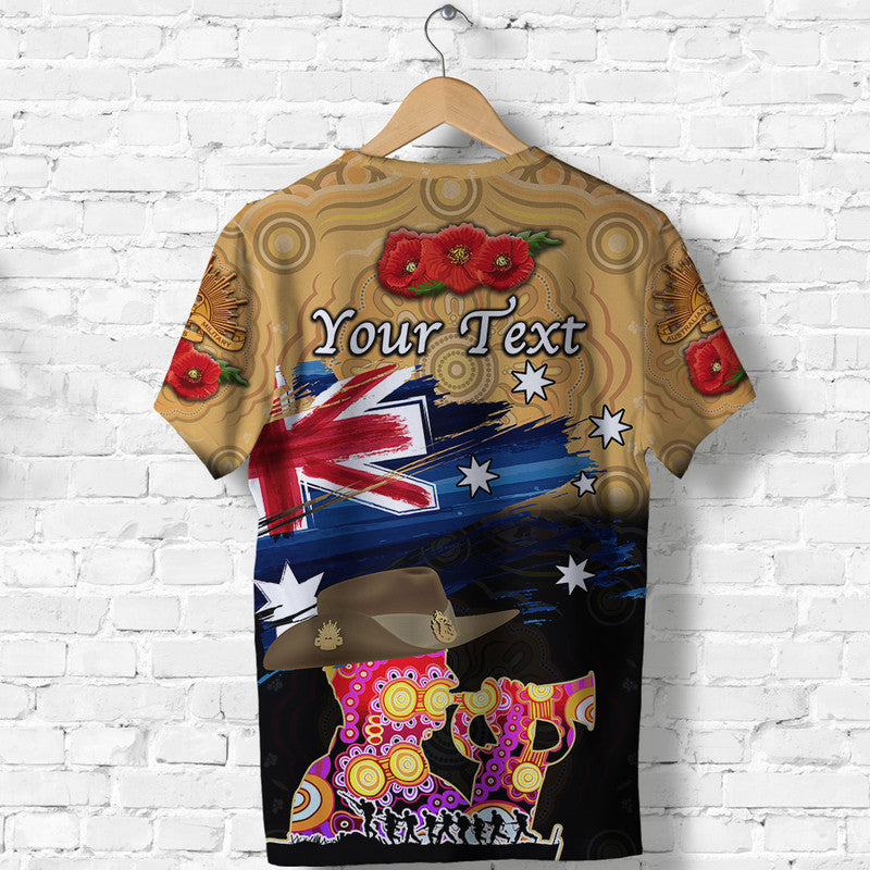 (Custom Personalised) Australia Aboriginal ANZAC T shirt Remembrance Vibes - Gold - Vibe Hoodie Shop