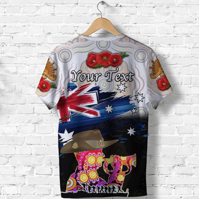 (Custom Personalised) Australia Aboriginal ANZAC T shirt Remembrance Vibes - White - Vibe Hoodie Shop