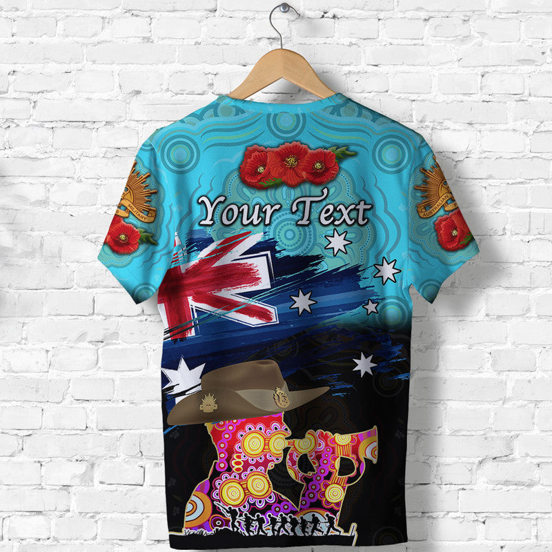 (Custom Personalised) Australia Aboriginal ANZAC T shirt Remembrance Vibes - Blue - Vibe Hoodie Shop